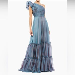 Mac Duggal NWT Fusion Blue One Shoulder Formal Maxi A-Line Evening Gown